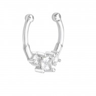 Piercing  nas din Argint, Geometric cu cristale Zircon, White, A4S39433
