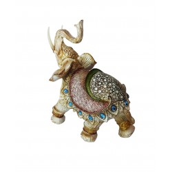 Statueta Decorativa, Elefant cu trompa in sus, Crem, 20 cm, GA24505 Statueta Decorativa, Elefant cu trompa in sus, Crem, 20 cm, GA24505