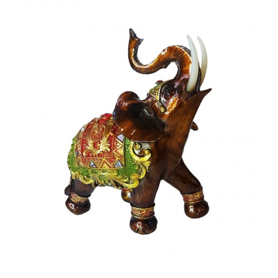 Statueta Decorativa, Elefant cu trompa in sus, Maro, 14 cm, GA24409 Statueta Decorativa, Elefant cu trompa in sus, Maro, 14 cm, GA24409