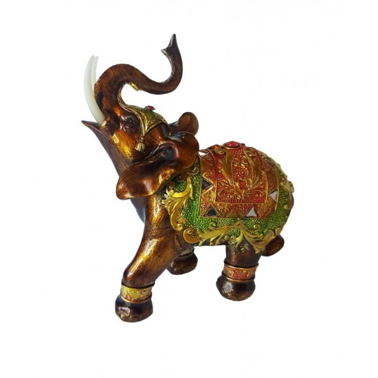 Statueta Decorativa, Elefant cu trompa in sus, Maro, 14 cm, GA24409 Statueta Decorativa, Elefant cu trompa in sus, Maro, 14 cm, GA24409