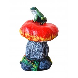 Statueta decorativa, Broasca pe ciuperca, Multicolor, 25 cm, DV56-12