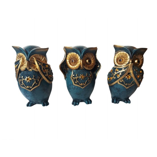 Statueta decorativa,Bufnite, Nu vad, Nu aud, Nu vorbesc, Albastru, 15 cm, 575KA Statueta decorativa,Bufnite, Nu vad, Nu aud, Nu vorbesc, Albastru, 15 cm, 575KA