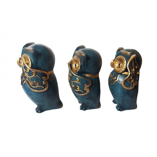 Statueta decorativa,Bufnite, Nu vad, Nu aud, Nu vorbesc, Albastru, 15 cm, 575KA Statueta decorativa,Bufnite, Nu vad, Nu aud, Nu vorbesc, Albastru, 15 cm, 575KA