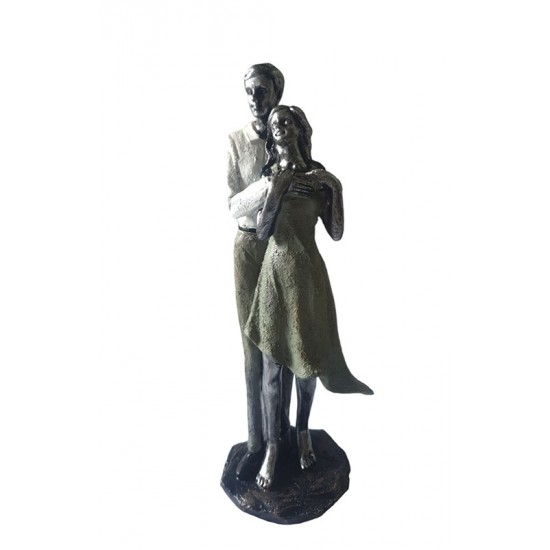 Statueta decorativa, Cuplu de Indragostiti, Argintiu, 21 cm, GXL009