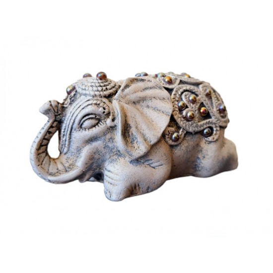 Statueta decorativa, Elefant cu perle, Gri, 14 cm, DVSAS072 Statueta decorativa, Elefant cu perle, Gri, 14 cm, DVSAS072