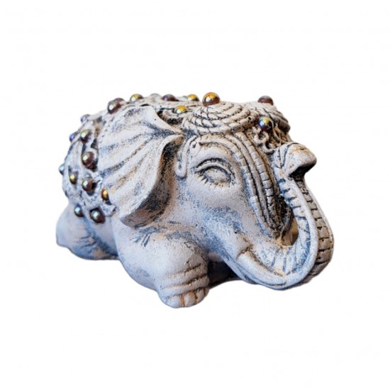 Statueta decorativa, Elefant cu perle, Gri, 14 cm, DVSAS072 Statueta decorativa, Elefant cu perle, Gri, 14 cm, DVSAS072