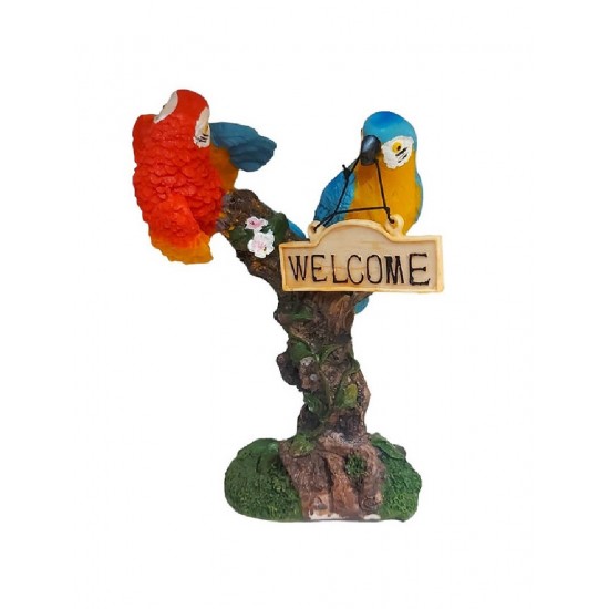 Statueta decorativa, Papagali pe creanga, Welcome, Portocaliu, 18 cm, 1025DD4 Statueta decorativa, Papagali pe creanga, Welcome, Portocaliu, 18 cm, 1025DD4