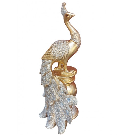 Statueta decorativa, Paun, Auriu, 33 cm, 11278-48