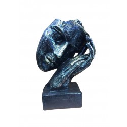 Statueta decorativa masca, Negru-Argintiu, 22 cm, 637CB-5