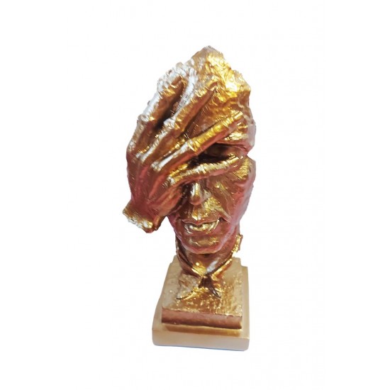Statueta decorativa masca, Nu vad, Gold, 33 cm, HC3021X Statueta decorativa masca, Nu vad, Gold, 33 cm, HC3021X