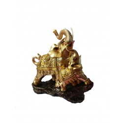 Statueta elefant mama si pui pe stanca, 25 cm, 33295JX
