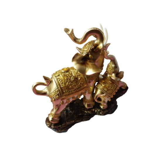 Statueta elefant mama si pui pe stanca, 25 cm, 33295JX Statueta elefant mama si pui pe stanca, 25 cm, 33295JX