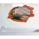 Sticker decorativ 3D, Gaura in perete cu privire spre padure 90 cm, 134STK Sticker decorativ 3D, Gaura in perete cu privire spre padure 90 cm, 134STK