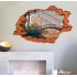 Sticker decorativ 3D, Gaura in perete cu privire spre padure 90 cm, 134STK