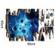 Sticker decorativ 3D, Gaura in perete planete 110 cm, 93STK