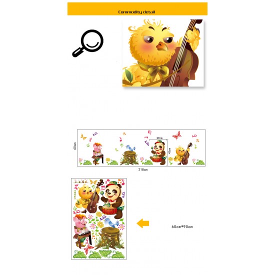 Sticker decorativ, Animalute cu instrumente muzicale 218 cm, 99STK Sticker decorativ, Animalute cu instrumente muzicale 218 cm, 99STK