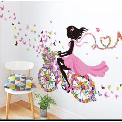Sticker decorativ Biciclete inflorata cu fluturi colorati, 5STK Sticker decorativ Biciclete inflorata cu fluturi colorati, 5STK