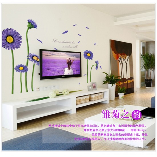 Sticker decorativ, Crizanteme albastre 178 cm, 133STK Sticker decorativ, Crizanteme albastre 178 cm, 133STK