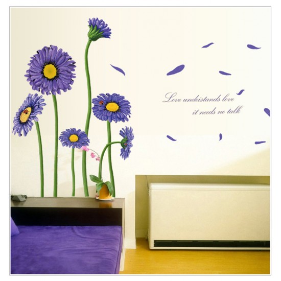Sticker decorativ, Crizanteme albastre 178 cm, 133STK Sticker decorativ, Crizanteme albastre 178 cm, 133STK