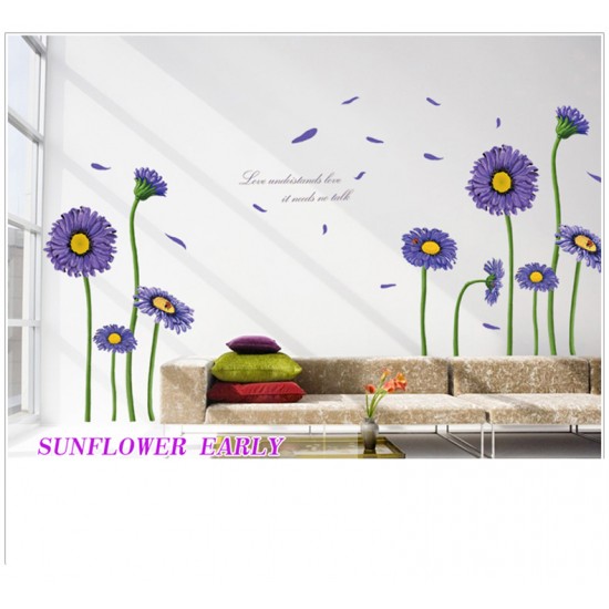 Sticker decorativ, Crizanteme albastre 178 cm, 133STK Sticker decorativ, Crizanteme albastre 178 cm, 133STK