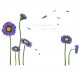 Sticker decorativ, Crizanteme albastre 178 cm, 133STK Sticker decorativ, Crizanteme albastre 178 cm, 133STK