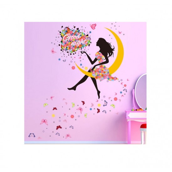 Sticker decorativ Good night,roz 140 cm
