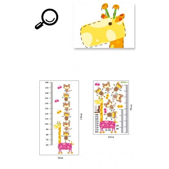 Sticker decorativ, Masuratoare cu animalute 140 cm, 132STK Sticker decorativ, Masuratoare cu animalute 140 cm, 132STK
