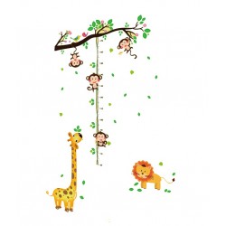 Sticker decorativ, Masuratoare cu animalute, 150 cm, 90STK Sticker decorativ, Masuratoare cu animalute, 150 cm, 90STK