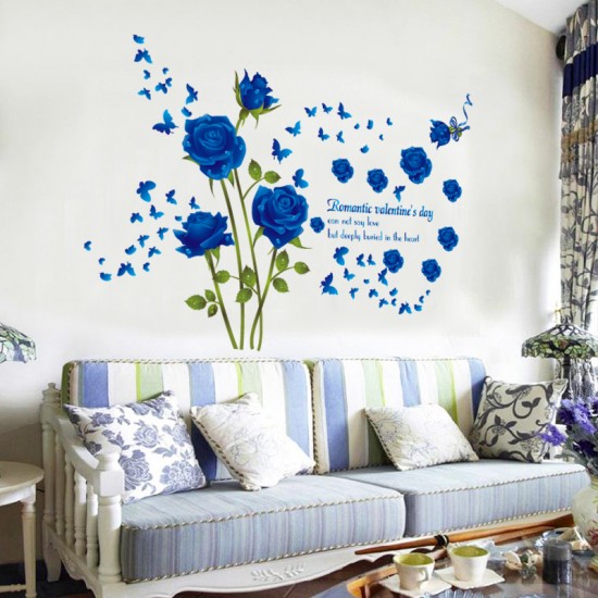 Sticker decorativ, Trandafiri albastrii 147 cm, 129STK