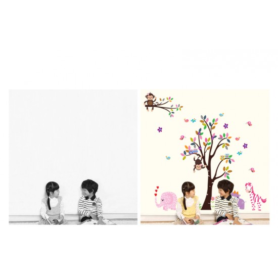Sticker decorativ, copacel cu animalute 180 cm, 57STK Sticker decorativ, copacel cu animalute 180 cm, 57STK