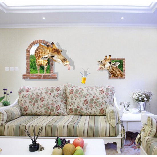Sticker decorativ, fereastra cu 2 girafe 130 cm, 60STK Sticker decorativ, fereastra cu 2 girafe 130 cm, 60STK