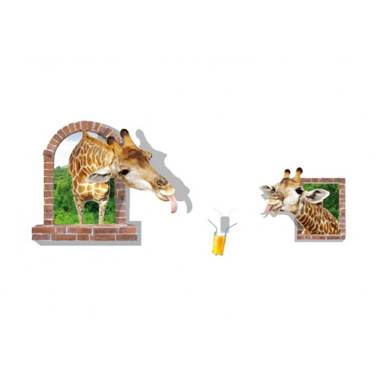 Sticker decorativ, fereastra cu 2 girafe 130 cm, 60STK Sticker decorativ, fereastra cu 2 girafe 130 cm, 60STK