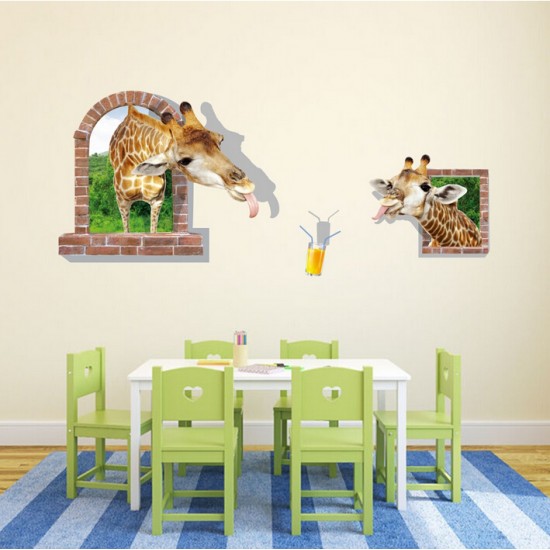 Sticker decorativ, fereastra cu 2 girafe 130 cm, 60STK Sticker decorativ, fereastra cu 2 girafe 130 cm, 60STK