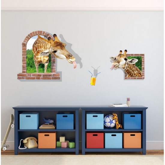 Sticker decorativ, fereastra cu 2 girafe 130 cm, 60STK Sticker decorativ, fereastra cu 2 girafe 130 cm, 60STK