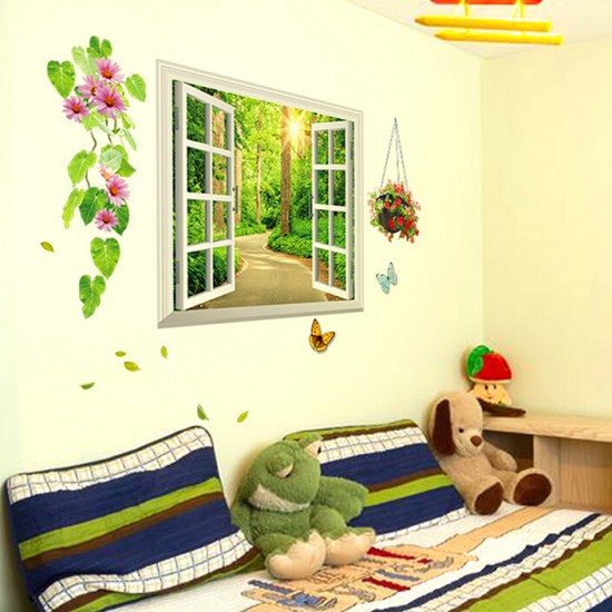 Sticker decorativ, fereastra deschisa spre padure 107 cm, 63STK Sticker decorativ, fereastra deschisa spre padure 107 cm, 63STK