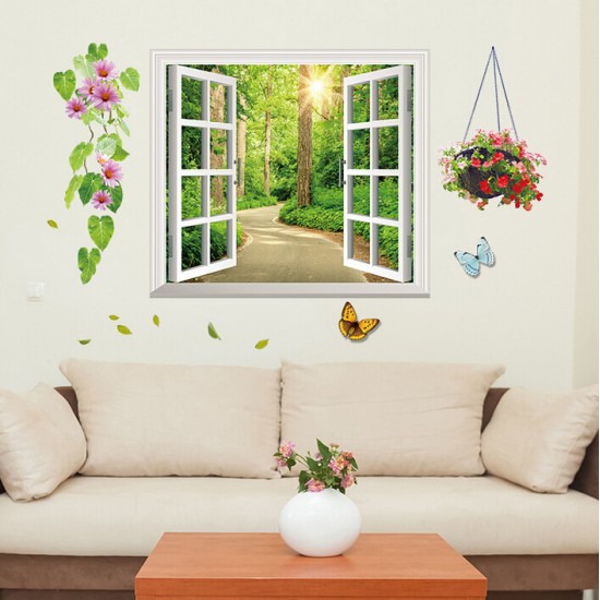Sticker decorativ, fereastra deschisa spre padure 107 cm, 63STK Sticker decorativ, fereastra deschisa spre padure 107 cm, 63STK