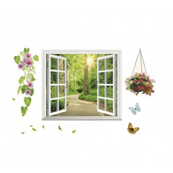 Sticker decorativ, fereastra deschisa spre padure 107 cm, 63STK Sticker decorativ, fereastra deschisa spre padure 107 cm, 63STK