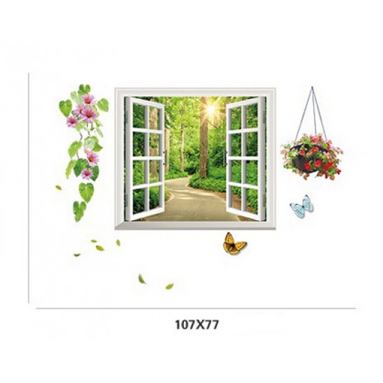 Sticker decorativ, fereastra deschisa spre padure 107 cm, 63STK Sticker decorativ, fereastra deschisa spre padure 107 cm, 63STK
