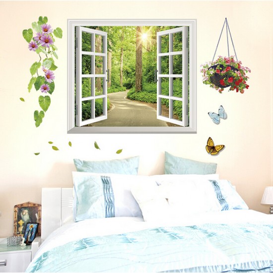 Sticker decorativ, fereastra deschisa spre padure 107 cm, 63STK Sticker decorativ, fereastra deschisa spre padure 107 cm, 63STK