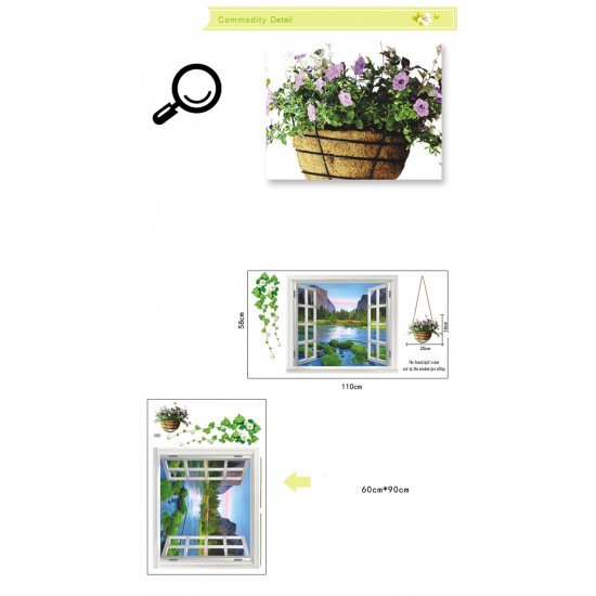 Sticker decorativ, fereastra deschisa spre padure 110 cm, 113STK Sticker decorativ, fereastra deschisa spre padure 110 cm, 113STK