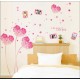 Sticker  decorativ,  flori roz in forma de inima cu 2 rame foto, 185 cm, 92STK