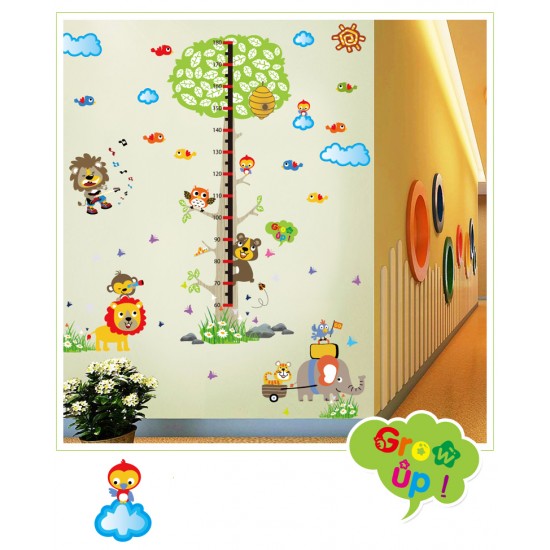 Sticker decorativ, masuratoare copacel cu animalute 143 cm, 70STK