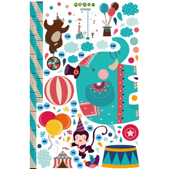 Sticker decorativ, masuratoare cu animalute  153 cm, 123STK