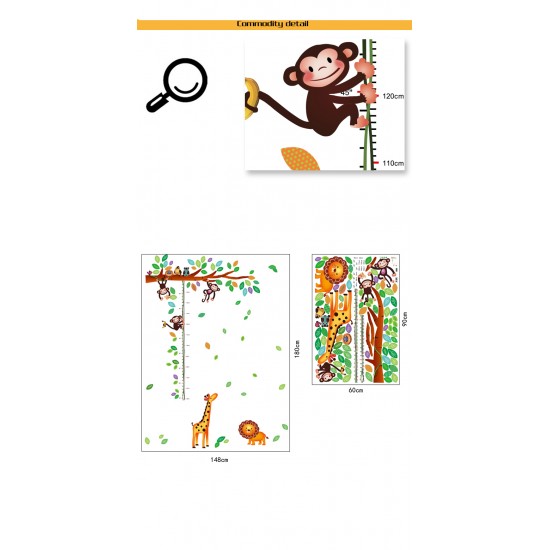 Sticker decorativ, masuratoare cu maimutele 180 cm, 69STK Sticker decorativ, masuratoare cu maimutele 180 cm, 69STK