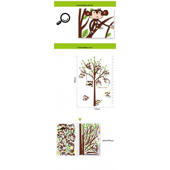 Sticker decorativ, masuratoare cu maimutele, 182 cm, 89STK Sticker decorativ, masuratoare cu maimutele, 182 cm, 89STK