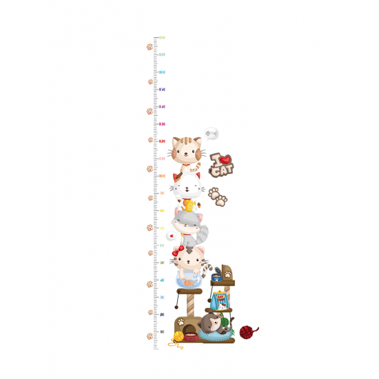Sticker decorativ, masuratoare cu pisicute 180 cm, 80STK Sticker decorativ, masuratoare cu pisicute 180 cm, 80STK