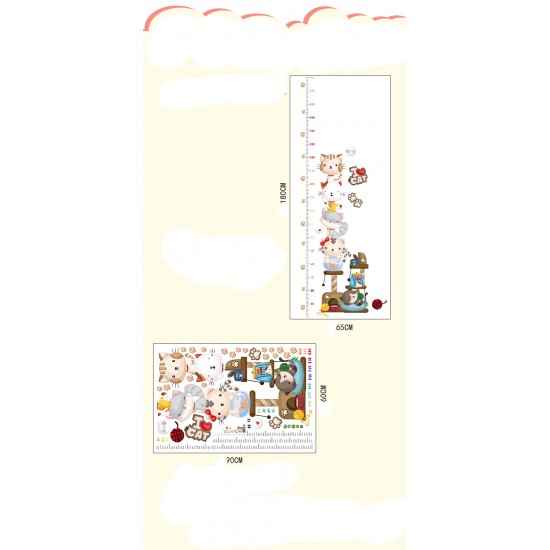Sticker decorativ, masuratoare cu pisicute 180 cm, 80STK Sticker decorativ, masuratoare cu pisicute 180 cm, 80STK