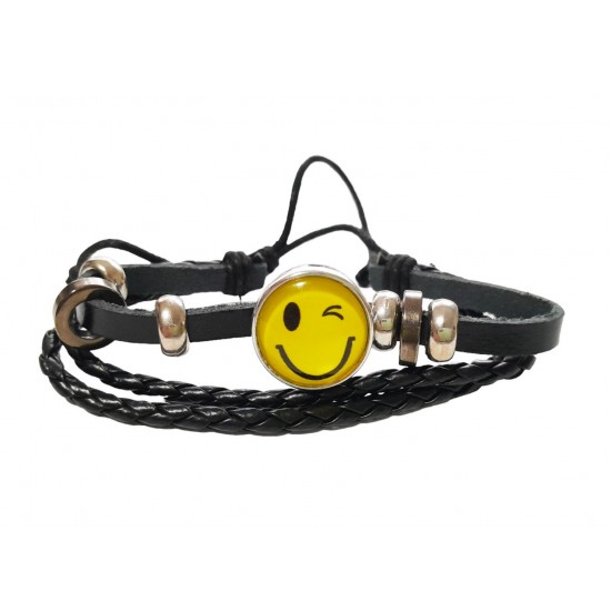 Bratara din piele ecologica, Emoticon, 115BJ