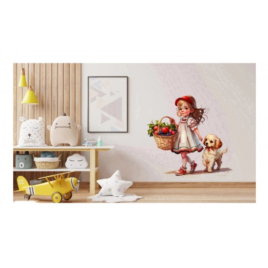 Sticker decorativ, Fetita si Catelul, Multicolor, 63 cm, 1294STK-4 Sticker decorativ, Fetita si Catelul, Multicolor, 63 cm, 1294STK-4