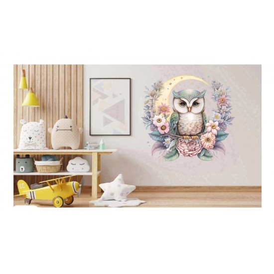 Sticker decorativ, Bufnita, Multicolor, 62 cm, 1296STK Sticker decorativ, Bufnita, Multicolor, 62 cm, 1296STK